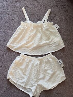 White Swiss Dot Two-Piece Tank & Shorts Set